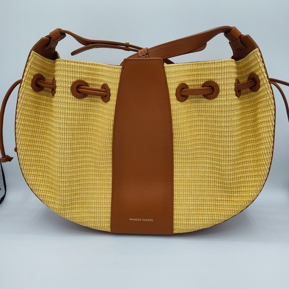 🌼 Mansur Gavriel Raffia & Leather Mini Bag. Resort Chic, Authentic & Stunning - Picture 2 of 9